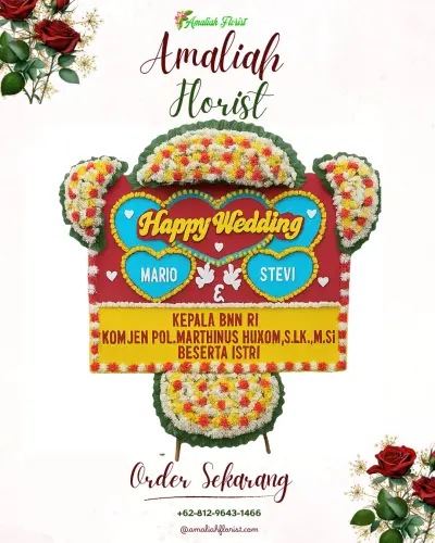 Karangan Papan Bunga Pernikahan di Kebojongan